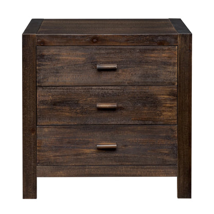 UBesGoo Nightstand 2 Drawer Dresser Side Table, Soild wood & MDF with Solid Wood Veneer, Brown