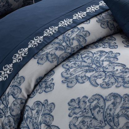 Lanco Smoke Grey Comforter Set California King Size, 9 Piece Jacquard Floral Bedding Set, All Season, Ultra-Soft, Matching Pillows & Shams, Bed Skirt