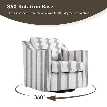 Swivel Accent Chair for Living Room, Modern Upholstered Barrel Arm Chair with Plump Back Pillow, Comfy Club Sofa Reading Chair for Adults (Chenille Navy, Set of 1)