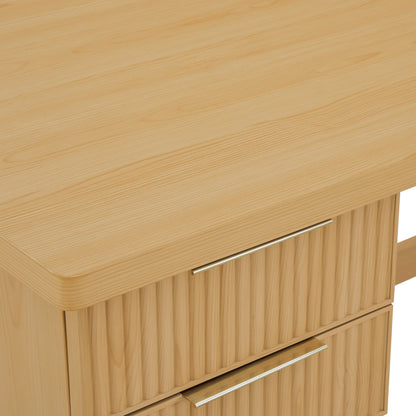 Better Homes & Gardens Lillian Fluted L-Shape Desk, Natural Pine Finish