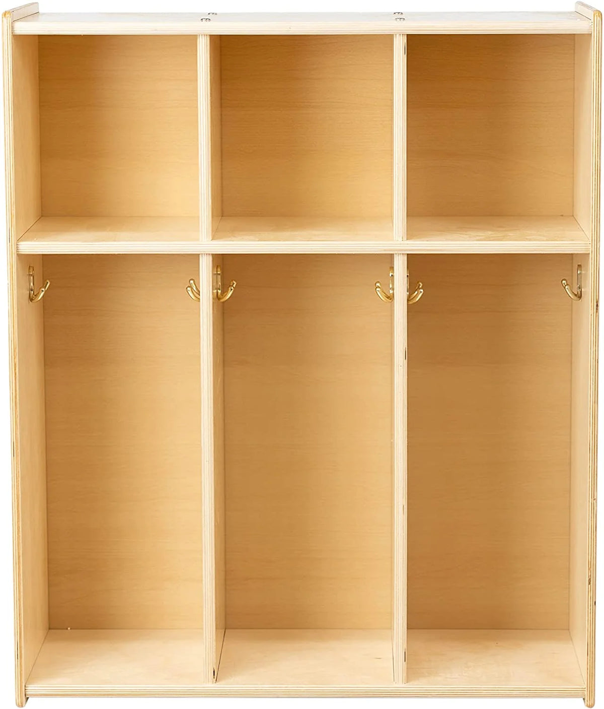 RRI Goods 3-Section Classroom Coat Locker Wooden Cubby Rack Backpack Hanger