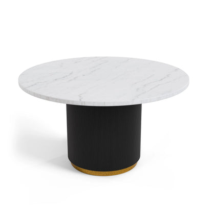 Furniture of America Jaine 54" Round Indoor Dining Table, Black and White