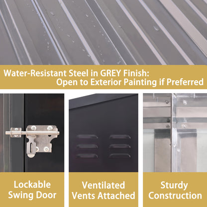 VEIKOUS Outdoor 8' x 4' Storage Lean-to Shed 8' x 4' w/Lockable Sliding Door and Vents for Backyard, Patio & Lawn, Grey