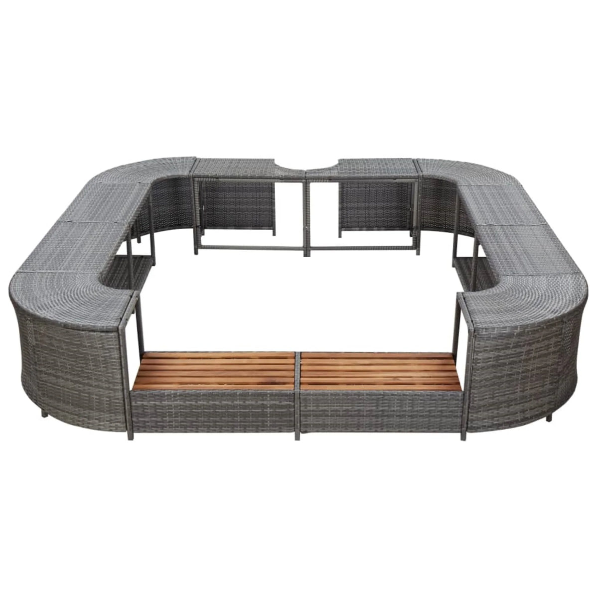 vidaXL Square Spa Surround Black 105.5"x105.5"x21.7" Poly Rattan