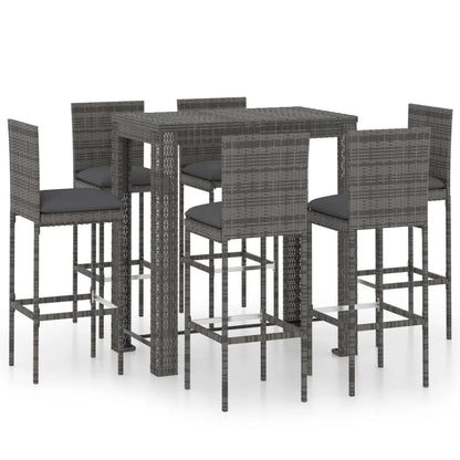vidaXL Patio Bar Set Outdoor Bistro Set Bar Stool Bistro Table Poly Rattan
