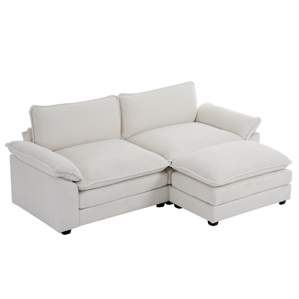 Zimtown Sectional Sofa with Ottoman, L Shaped Convertible Couch with Removable Chaise Chenille Fabric Sofa Set for 4-6 Persons Living Room Furniture Dark Grey