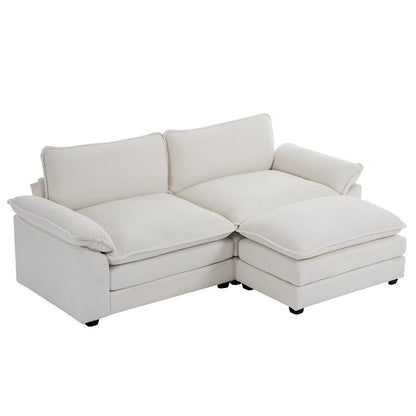 Zimtown Sectional Sofa with Ottoman, L Shaped Convertible Couch with Removable Chaise Chenille Fabric Sofa Set for 4-6 Persons Living Room Furniture Dark Grey