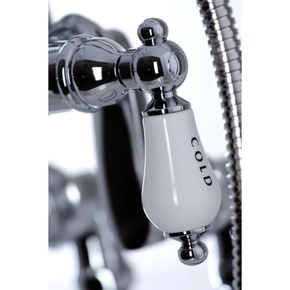 Kingston Brass Vintage Deck Mount Clawfoot Tub Faucet with Hand Shower Brushed Nickel Brushed