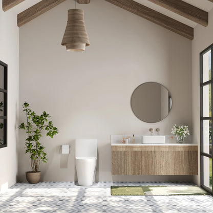 DeerValley One Piece Modern Toilet, Elongated Dual Flush Standard White Toilet With Comfort ADA Seat Height(Seat Included) DV-1F52102Pro