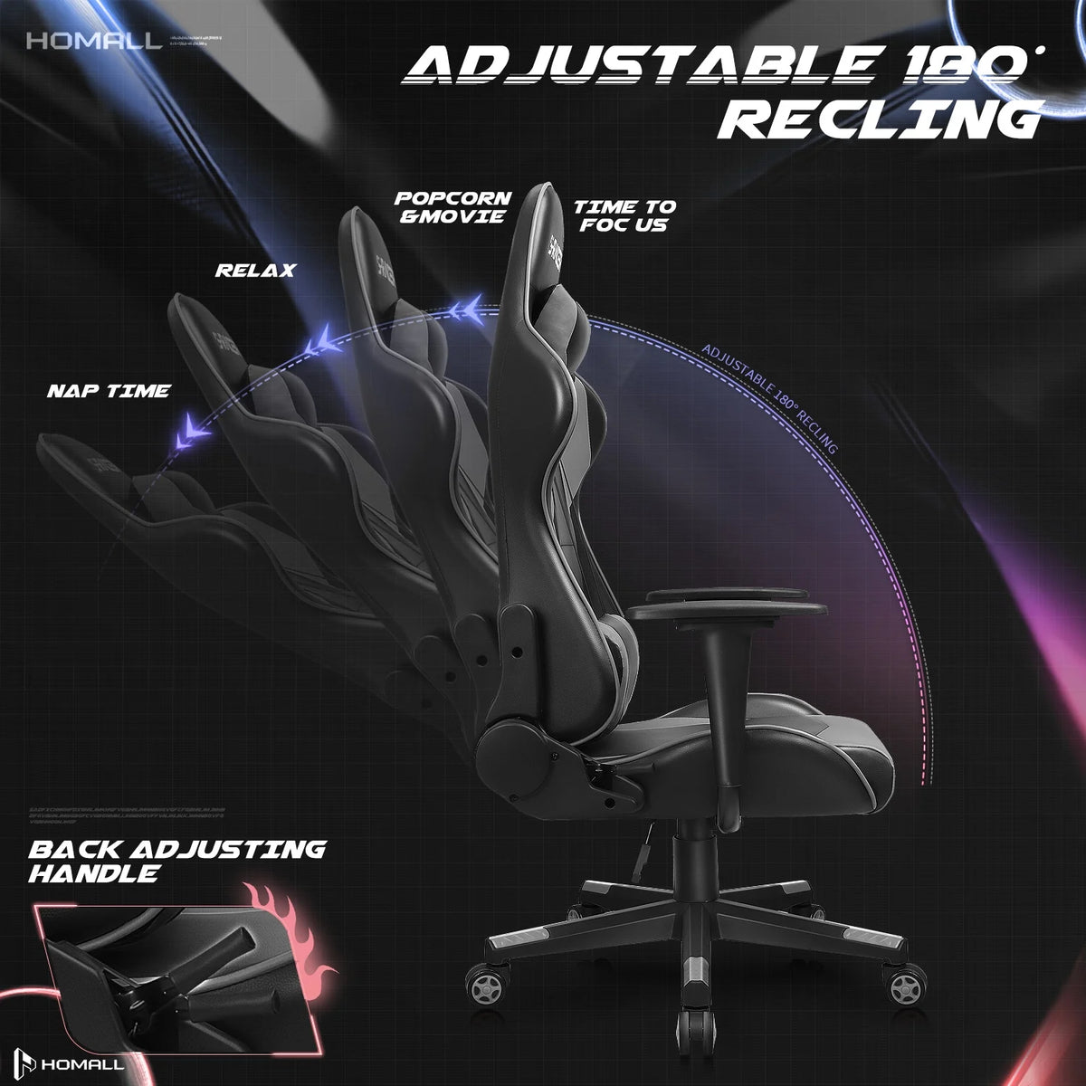 Homall Gaming Chair office Chair with Headrest & Lumbar Support, Pink