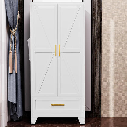 71" H Modern Freestanding Storage Cabinet With Gold Handles One Drawer And Adjustable Ceiling Height Multi-Functional Suitable For Kitchen Office Living Room And Bedroom Pantry Blue