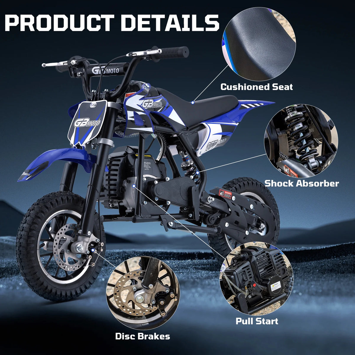 49cc Dirt Bike for Kids, Tcdjtc Gas Dirt Bike with 27 Miles Max Range, Kids Dirt Bike with 18 MPH Max Speed, Gas Powered Dirt Bike with 132 LBS Capacity, Mini Motorcycles for Kids, Gas Mini Bike