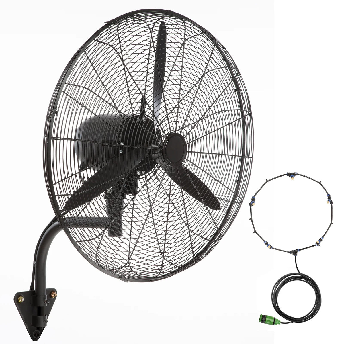 VEVOR Wall-Mount Misting Fan Oscillating Metal Fan 24.3'' 3 Speed Waterproof