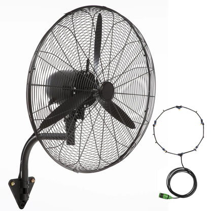 VEVOR Wall-Mount Misting Fan Oscillating Metal Fan 24.3'' 3 Speed Waterproof