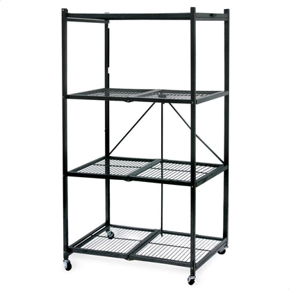 Origami 2-Pack R5 Series Heavy-Duty 4-Tier Foldable Steel Shelf, Pewter