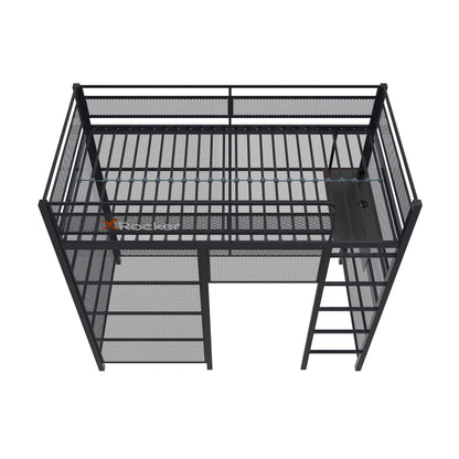 X Rocker Gaming Den Bunk Bed with VESA TV Mount, Twin, Black, Teen, Children