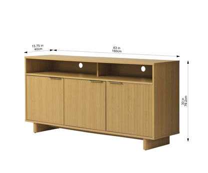 Better Homes & Gardens Lillian Fluted TV Stand for TVs up to 70", Natural Pine Finish