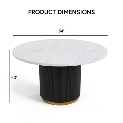 Furniture of America Jaine 54" Round Indoor Dining Table, Black and White