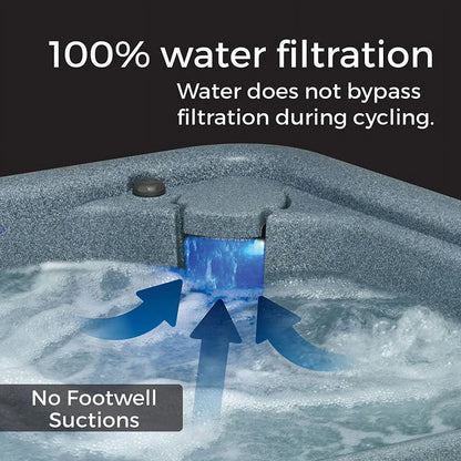 Aquarest Spas AR-300 Premium 2-Person, 20-Jet Oval Plug and Play Hot Tub with Ozonator - LED Waterfall - 2hp pump - Graystone