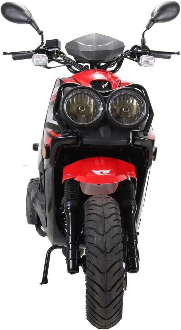 X-Pro Brand New 150cc Gas Moped Motorcycle, 12" Aluminum Wheels Electric/Kick Start Dual Headlights