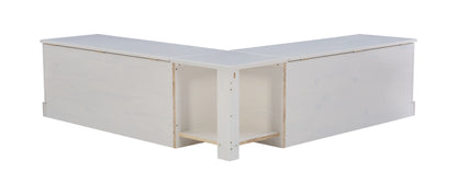 Linon Romero Backless Corner Nook with Storage, 5-Piece Cushion Set, Natural/White/Beige