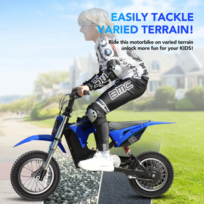 36V Kids Electric Dirt Bike,Fast Speed Electric Motorcycle Up to 16 MPH & 10 Miles Long-Range, 3-Speed Modes, Twist Grip Throttle, Dual Suspension & Brakes for Kids Ages 5-10 Ride on Toys