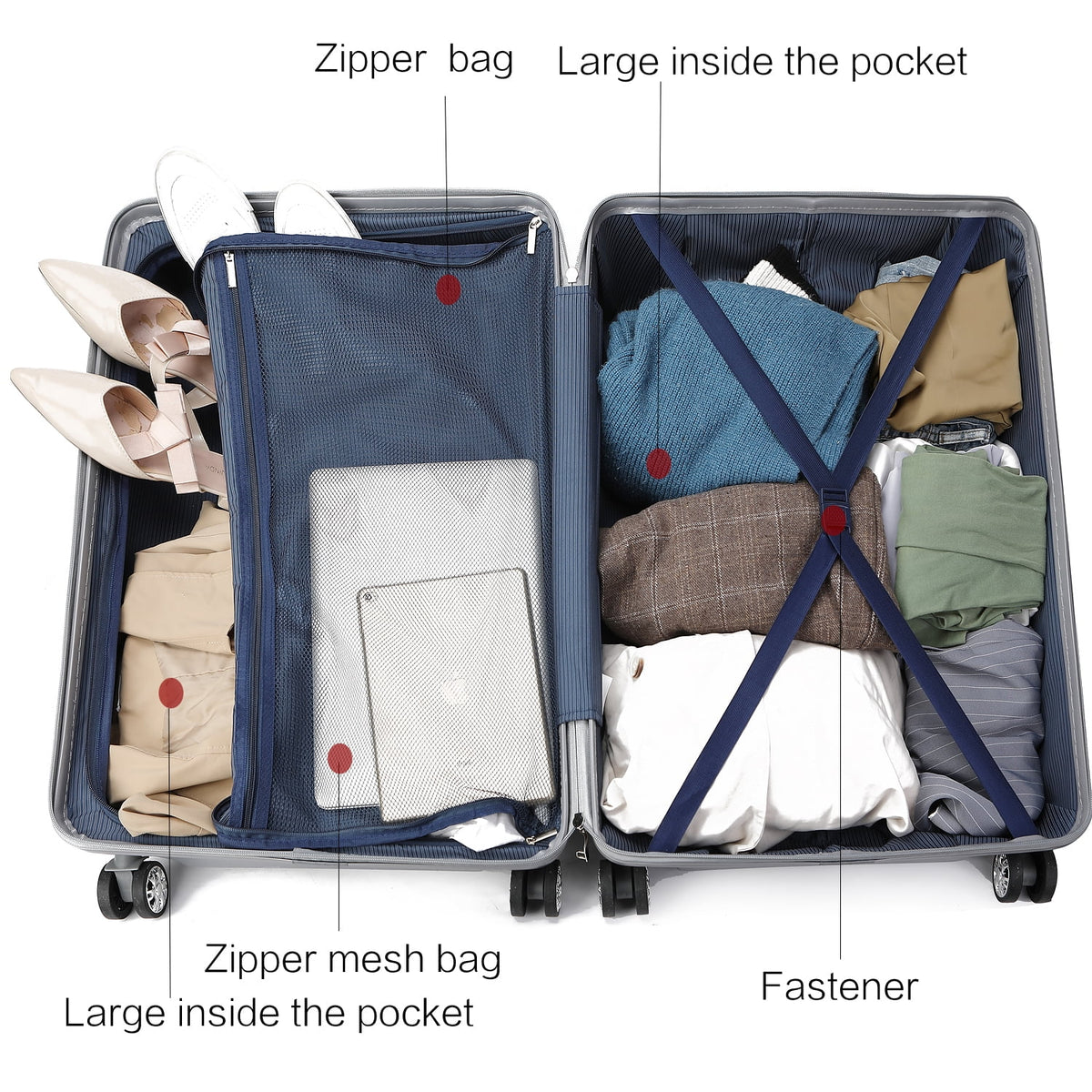 MKF Collection Felicity Extra Large & Large Hardside Luggage 2 pcs, Luxurious Travel Suitcase by Mia K - Rose Gold