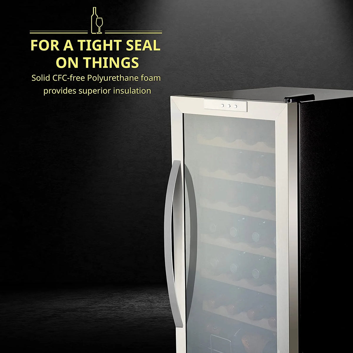Schmecke Wine Fridge, Freestanding Wine Refrigerator, 28 Bottle Wine Cooler