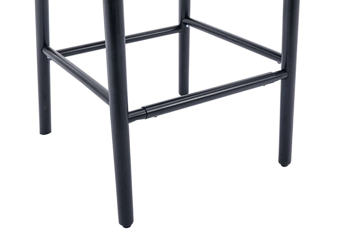 Guyou Modern Bar Stools Set of 2, 26" Counter Height Bar Stools with Natural Rattan Back and Solid Wood Frame, Sherpa Upholstered Kitchen Island Chairs for Bar Island Cafe Kitchen, Black