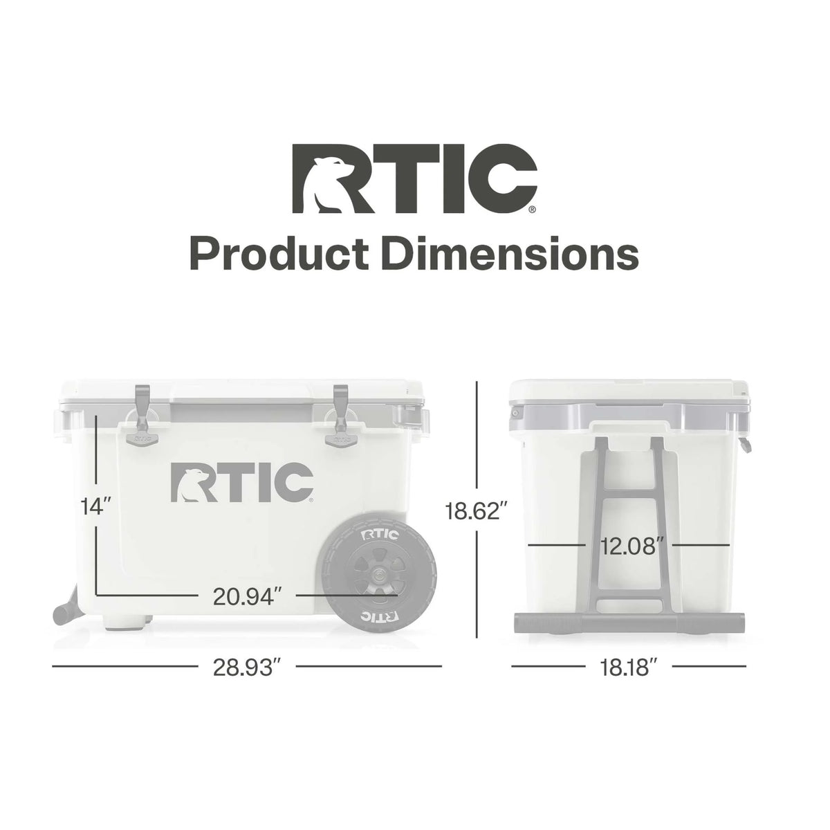 RTIC 52 QT Ultra-Light Wheeled Hard-Sided Ice Chest Cooler, Fits 78 Cans, Beach