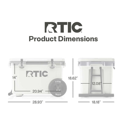 RTIC 52 QT Ultra-Light Wheeled Hard-Sided Ice Chest Cooler, Fits 78 Cans, Beach