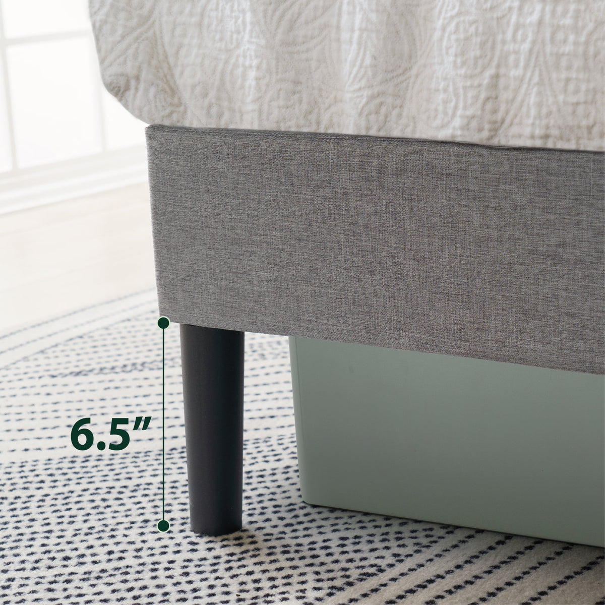 Mainstays Upholstered Platform Bed, No Box Spring Needed, Gray, Queen