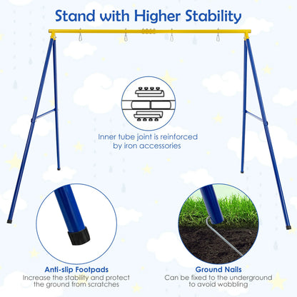 Gymax 660 LBS Heavy-Duty Metal Swing Frame Extra Large Swing Stand for Kids and Adults