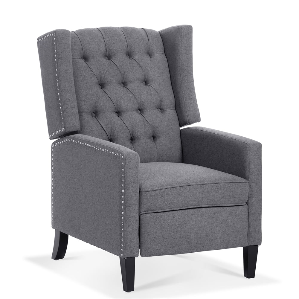 Triple Tree Modern Fabric Foam Wood Solid Print Nailhead Trim Accent Chair, Beige