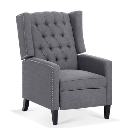 Triple Tree Modern Fabric Foam Wood Solid Print Nailhead Trim Accent Chair, Beige