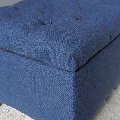 Noble House Hampton Contemporary Fabric Upholstered Storage Ottoman, White and Blue Floral