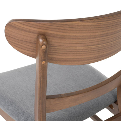 GDF Studio Isador Mid Century Modern Fabric Upholstered Wood Dining Chairs, Set of 2, Dark Gray and Walnut