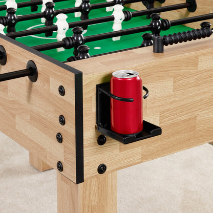 Best Choice Products Large 54in Full-Size Foosball Table for Home, Game Room w/ 2 Balls, 2 Cup Holders - Natural