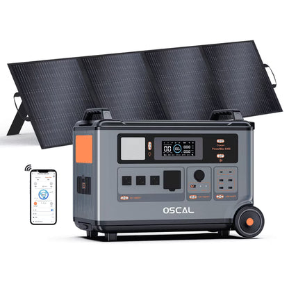 OSCAL PowerMax 6000 Portable Power Station, 3600Wh LiFePO4 Battery with 6000W Output, BP3600 Expansion Battery & 200W Solar Panels, Solar Generator for Camping, Home, Outdoor, Emergency Use