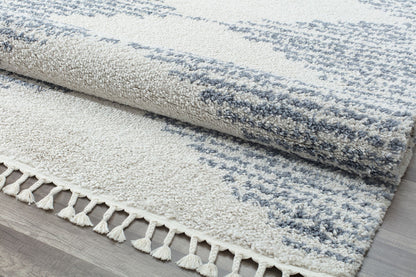 Rugs America Moon Collection MS30A Moroccan Tribal Heath White Area Rug, 8'0"x10'0"