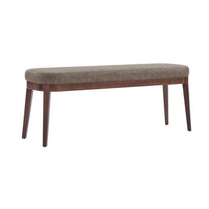 Eleanor Mid-century Upholstered Dining Bench, Entryway Bench with Solid Wood Frame, Beige