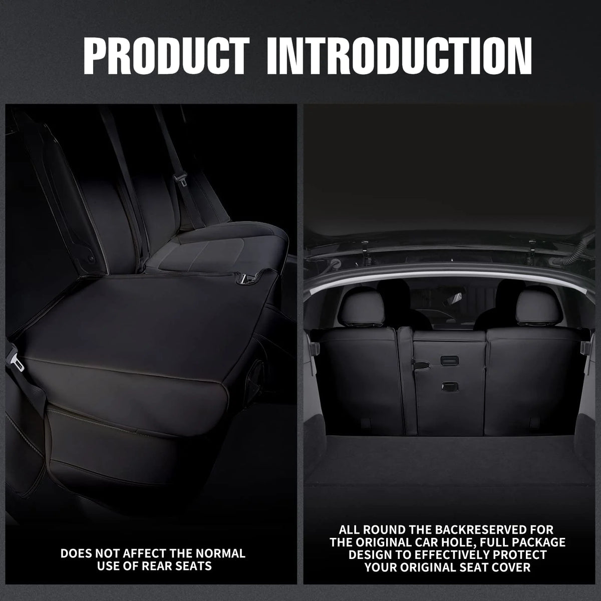 AOMSAZTO Car Seat Cover for Tesla Model Y 2023 2024 - Full Set Customized Faux Leather Seat Covers (Black,5 Seater)