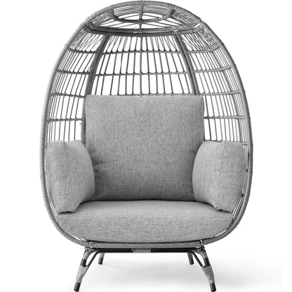 Best Choice Products Wicker Egg Chair Oversized Indoor Outdoor Patio Lounger w/ Steel Frame, 440lb Capacity - Black