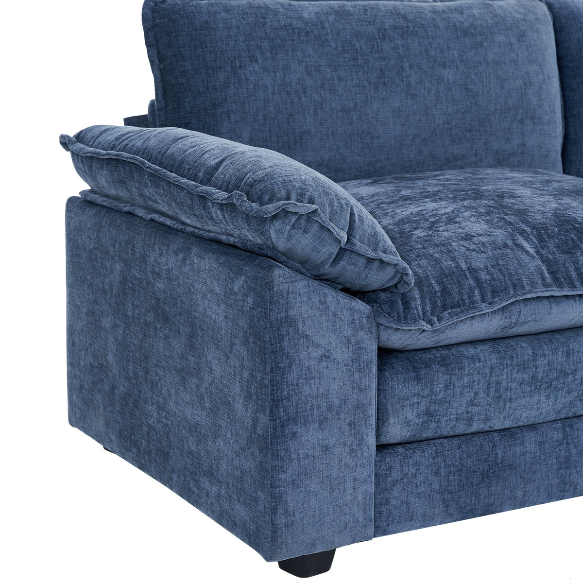 Zimtown Sectional Sofa with Ottoman, L Shaped Convertible Couch with Removable Chaise Chenille Fabric Sofa Set for 4-6 Persons Living Room Furniture Dark Grey
