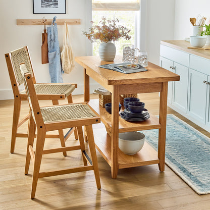 Better Homes & Gardens Reading Wood Kitchen Island with 2 Shelves and Drawers, Walnut Color