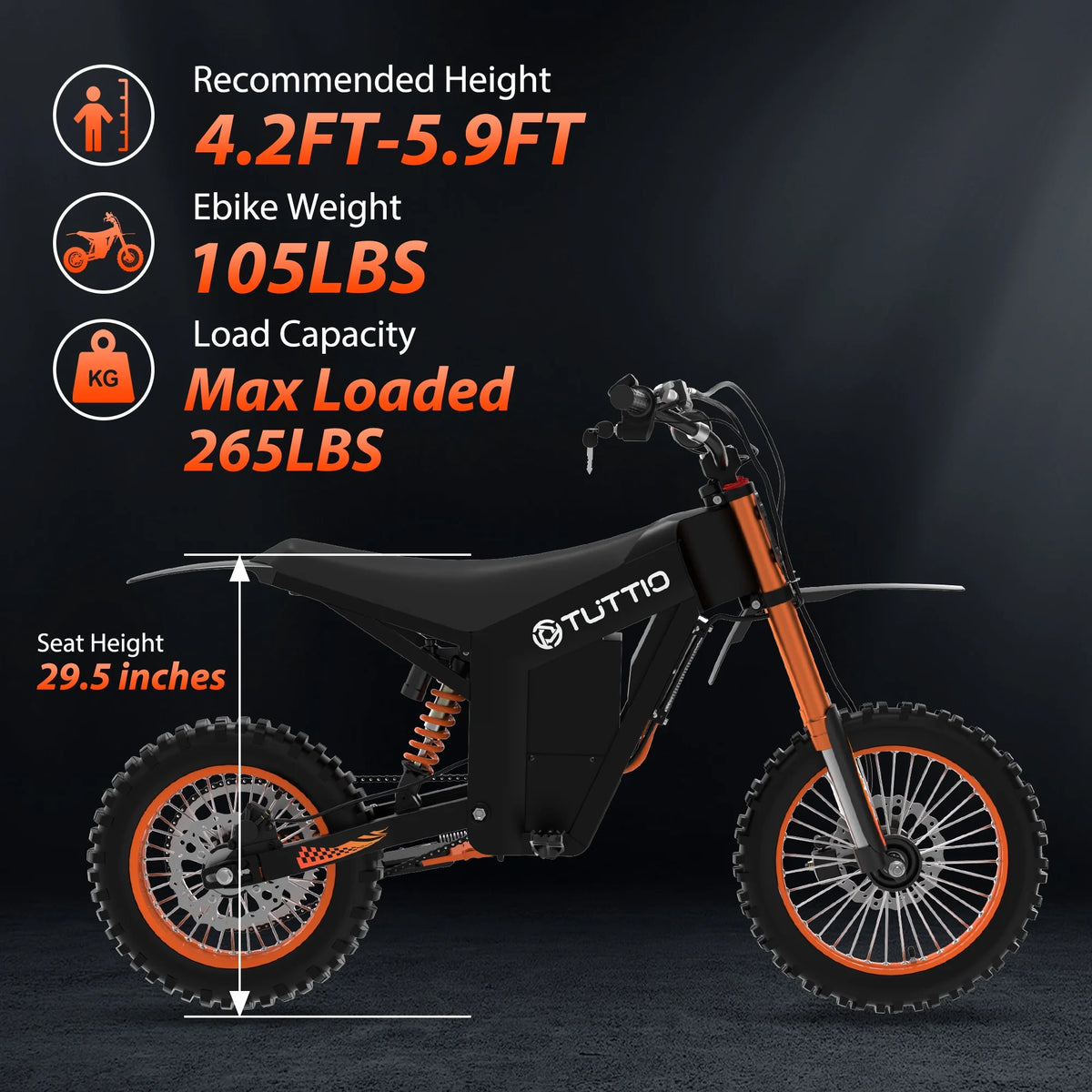 TUTTIO Soleil01 Electric Dirt Bike for Adults,2000W Motor,48V 21Ah Battery, 200N.m High Torque,Max 37Mph,All Terrain Motorized Dirt Bikes