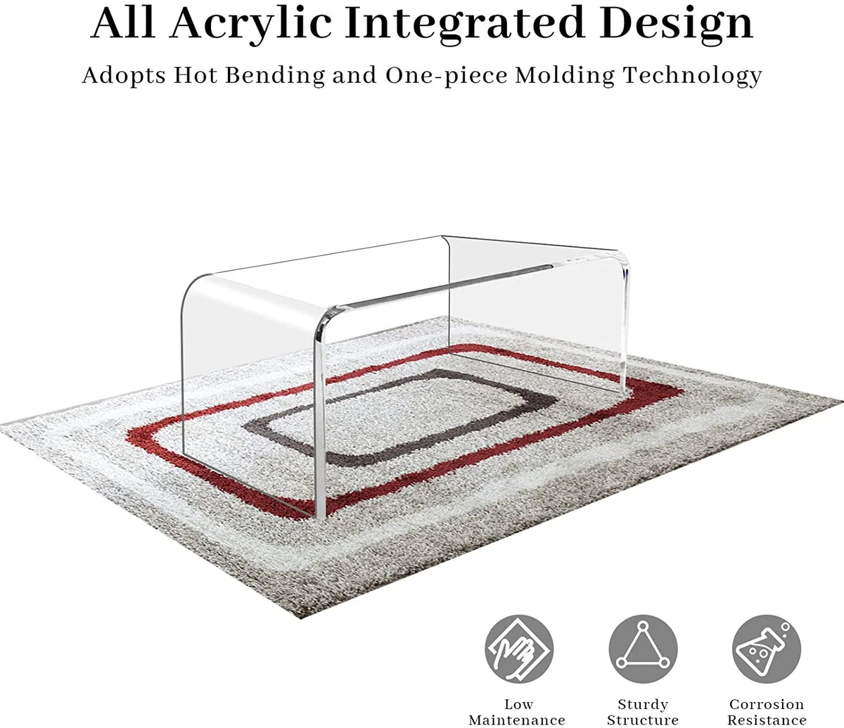 Ageszoe Coffee Table with Storage Shelf ,Acrylic Modern Clear End Table,Kid's Table for Livingroom, 32"L x 16"W x 16"H"