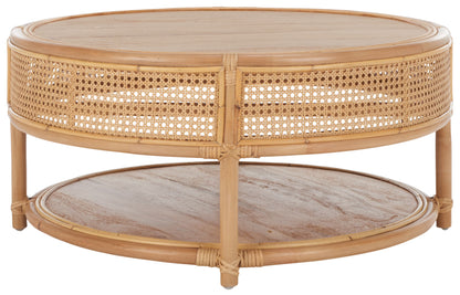 SAFAVIEH Modern Round Rattan Coffee Table, Natural