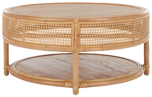 SAFAVIEH Modern Round Rattan Coffee Table, Natural