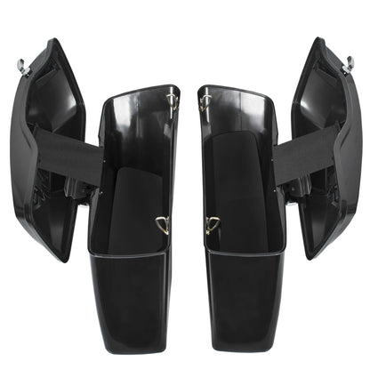Kojem Hard Saddle Bags for 1993 - 2013 Harley Road King Glide Vivid Black Lockable Saddlebags
